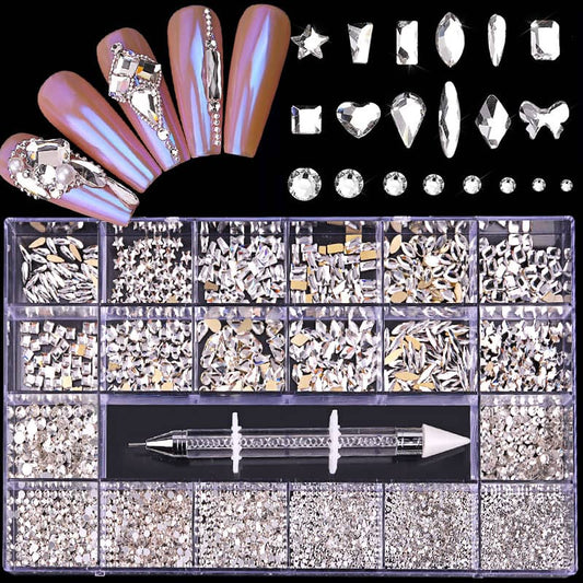 Multi-Sized and Multi-Shaped Rhinestone Set with Dotting Pen - Set E